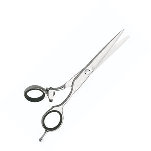 Tijera de corte de pelo de alta calidad, acabado pulido, hoja afilada recta, tijera de peluquería de acero y Metal con reposapiés - Product Image 2