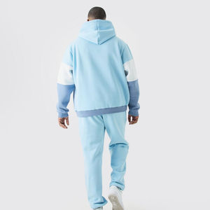 Chándal deportivo de algodón para hombre, estampado personalizado, logotipo, sudaderas con capucha informales de gran tamaño, pantalones de chándal, conjunto de joggers, punto de contraste sólido, Winterplain - Product Image 4