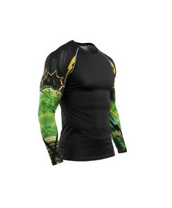 เสื้อรัดกล้ามแขนยาวสำหรับบราซิลเลียนยิวยิตสู/เอ็มเอ็มเอ ผู้ชาย สีดำตัวเสื้อ แขนเสื้อสีเขียวเข้ม แห้งเร็ว - Product Image 3