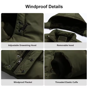 Vente en gros Nouveau style Blouson matelassé vintage pour homme en maille respirante, grande taille, avec capuche en fourrure, fermeture éclair, manches longues, design bulle, deux - Product Image 5