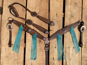 Ensemble de sellerie pour cheval en cuir occidental de nouvelle conception, selle, bride, têtière et harnais avec logo personnalisé - Product Image 4