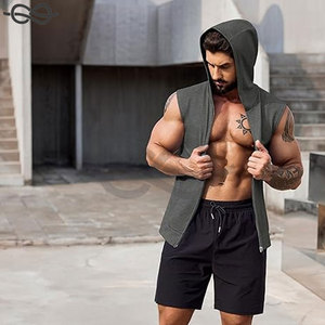 Débardeurs à capuche d'entraînement pour hommes Chemises de gymnastique sans manches Muscle Cut Off Bodybuilding Hoodies Fitness Activewear - Product Image 2