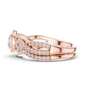 1.242 CT Round Brilliant Lab Diamond Halo Engagement <b>Ring</b> <b>Set</b> VVS-VS EF Clarity 18KT, 14KT, 10KT <b>Gold</b> & 925 Silver Rose, - Product Image 6