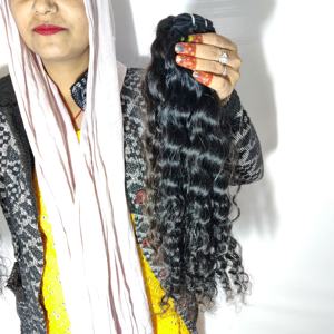 Extensiones de pelo humano indio rizado profundo, venta al por mayor de fabricante, proveedor Virgen sin procesar, paquetes de color negro - Product Image 2