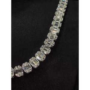 SHREYA DIAM Luxury Women's 10mm Emerald Cut Moissanite Statement Necklace 925 Silver/Plated Channel Setting Geometric Wedding - Product Image 5