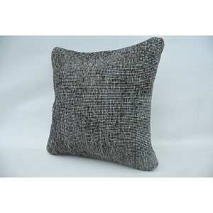 Gray Houndstooth Wool Pillow 16x16 Inch Decorative <b>Cushion</b> Vintage Embroidered Kantha Patchwork Floral & Square Patterns - Product Image 3