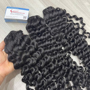 Double trame de cheveux vierges bouclés à la vapeur 100% cheveux vietnamiens non mélangés couleur noire expédition mondiale - Product Image 1