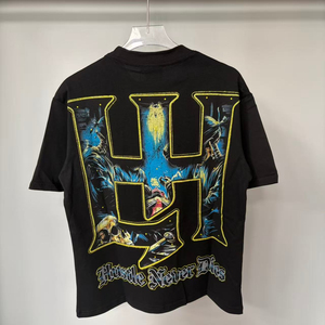 Camiseta Negra para Hombre con Estampado de Calavera Life Hustlers, Manga Corta, Estilo Urbano, Cuello Redondo, Algodón Jersey, Corte Regular - Product Image 2