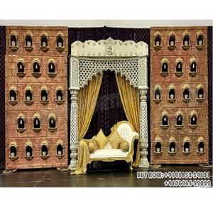 Scène de réception Walima musulmane avec murs uniques Jhrokha Murs de bougies pour la décoration de la scène Décoration de la cérémonie de la réception Murs de bougies - Product Image 1