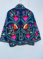 Veste d'hiver en velours Suzani faite à la main |   Veste bomber brodée pour festival et mariage |   Manteau de fête de mariage en tissu floral Duster