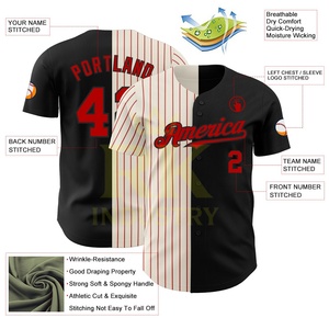Camiseta de Béisbol Personalizable con Diseño de Logotipo, Negra, Blanca y Roja, Estilo Dividido, Transpirable, de Secado Rápido, Absorbe la Humedad, 100% Poliéster - Product Image 3