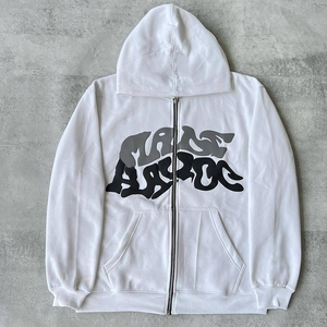 Alta calidad Oem personalizado Zip Up Hoodie Puff estampado personalizado buena calidad alta calidad hombres ropa hombres sudaderas con capucha - Product Image 6