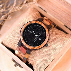 Antique Luxury <b>Men's</b> Quartz <b>Military</b> Wood <b>Watch</b> Retro Square Case Glass Dial Window Water-Resistant Analog Plastic Box Packaging - Product Image 4