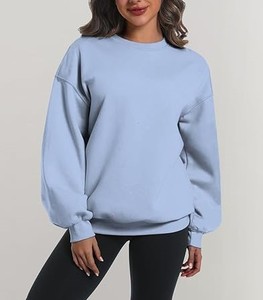Sudadera extragrande para mujer con diseño de cuello moderno Top informal de manga larga - Product Image 6