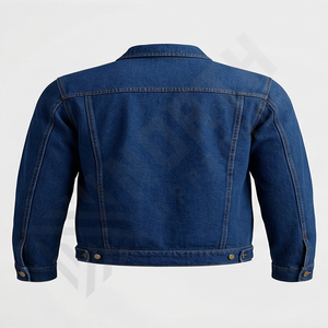 Veste en jean vintage à logo personnalisé en sergé, style Detroit Workwear, bleu, zippée, courte, pour homme - Product Image 2