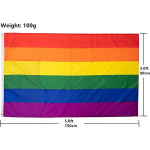 ชุดธงเกย์ไพรด์สีรุ้ง 2 ชิ้น ขนาด 3x5 ฟุต - ธงประดับงานพาเหรด LGBTQ ป้องกันการซีดจางจากแสงยูวี สำหรับใช้ภายในและภายนอกอาคาร (ธงไพรด์ 6 แถบ) - Product Image 3