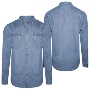 เสื้อยีนส์มีกระดุมสไตล์สตรีทแวร์สำหรับผู้ชายเสื้อเชิ้ตผ้าเดนิมคอปกแขนยาวสีล้วนสำหรับงานปาร์ตี้ฤดูใบไม้ร่วง - Product Image 3
