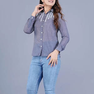 Precio al por mayor señoras camisetas con estilo multicolor sólido diseño personalizado mujeres bordado camisetas - Product Image 4