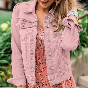 Chaqueta vaquera con estampado personalizado de alta calidad para mujer, ropa de invierno de algodón de punto transpirable más vendida, venta al por mayor - Product Image 3