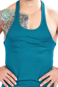 Camisetas de gimnasio informales personalizadas OEM para hombre, camisetas sin mangas de algodón Spandex para deportes, Fitness y culturismo, camiseta sin mangas con tirantes, ropa - Product Image 5