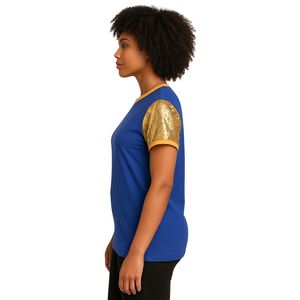 Maglietta blu Sigma Gamma Rho maniche di paillettes gialle SGRho 1922 graziosa camicia da festa di laurea greca di HBCU - Product Image 3