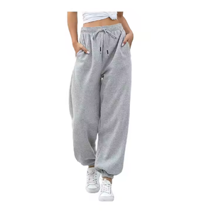 Pantalones de chándal atléticos de alta calidad para mujer, forro polar de algodón ligero, cintura media, logotipo de secado rápido, lavado, transpirable para invierno - Product Image 4