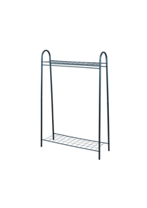 Porte-vêtements autoportant à double niveau en métal avec étagères en fil métallique pour le rangement des vêtements dans le placard, design minimaliste - Product Image 4