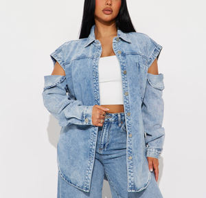 Chaqueta Vaquera Tejida Holgada y Transpirable para Mujer, Venta al por Mayor, Superventas, Ecológica, Reversible, Moda Primavera-Invierno - Product Image 1