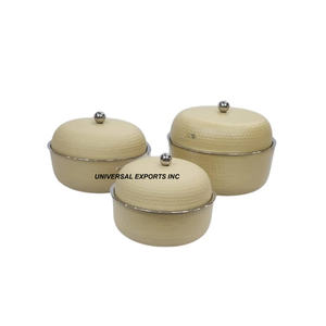 Set of Three Hotpot Shiny Polished Handmade Designer Casserole Kitchen Ware Luxury Metal <b>Food</b> <b>Warmer</b> - Product Image 2
