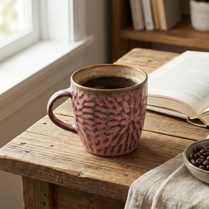 Dusty Rose Pink Ceramic Tea <b>Cup</b> <b>Set</b> of 4 for Presents - Product Image 3