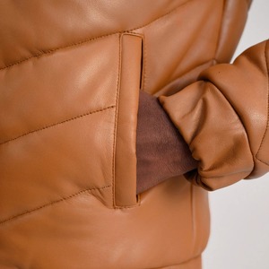 Cow <b>Skin</b> Puffer Jacket Men Winter High Street Style Stand Waterproof Breathable Genuine Motorcycle Jacket Front Plain Dyed - Product Image 6