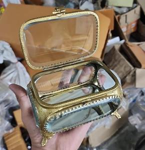 กล่องเครื่องประดับแก้วทำจากทองเหลืองทำด้วยมือสีทองดีไซน์แฟนซีสำหรับใส่แหวนต่างหูกล่องแก้ว - Product Image 6