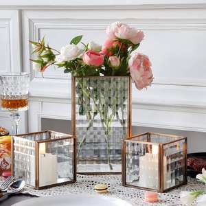 Festive Christmas Mini <b>Hurricane</b> Glass Jar Elegant Iron-framed Handmade Die-Cut Votive Candle Holder for Home Wedding Decorative - Product Image 1