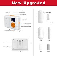 Système d'alarme personnel anti-intrusion Daytech avec vibreur et 2 sonneries, capteur magnétique de porte réglable pour restaurant et hôpital