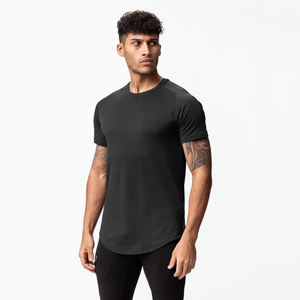 CAMISETA BÁSICA DE ALGODÓN GRIS CLARO CON CUELLO REDONDO PARA HOMBRE CAMISETA DE SECADO RÁPIDO DE BAMBÚ PARA HOMBRE CAMISETAS DE FITNESS Camisetas - Product Image 5
