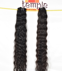 Extensions de cheveux humains Temple Virgin Indian 100% naturelles, non traitées, en gros, cuticules alignées, double trame machine, ondulation profonde - Product Image 2