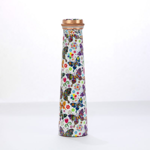 Wholesale Supplier Copper <b>Water</b> <b>Bottle</b> Handmade Printed butterfly and Flower Design Printed Copper <b>Water</b> <b>Bottle</b> - Product Image 1