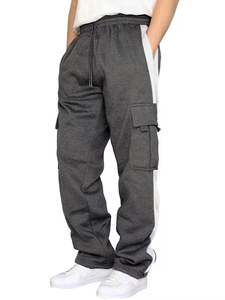 Men's Lightweight Cargo Jogger Pants Drawstring Waist Straight Leg Color Block Casual Running Breathable Quick Dry Trousers - Product Image 4