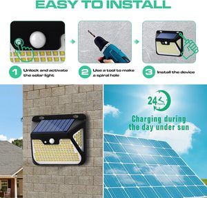 HYBEC-lampada solare esterna con sensore di movimento, luce solare automatica per giardino, terrazza o parete 5W - Product Image 5