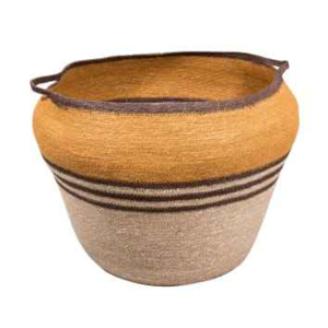 Cesta de Almacenamiento Rústica Tejida de Fibra Natural con Detalles Marrones para Sala de Estar, Cestas Multiusos para el Hogar - Product Image 6
