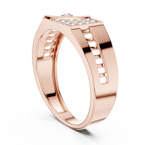 Anillo con Acento de Diamante Diagonal y Ranuras Laterales Esculpidas |   Banda Moderna de Estilo Distintivo - Product Image 1