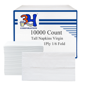 3H Soft Tall-Fold White Paper Napkins Disposable 10000Count (20Pack 500/Pack) 1Ply 1/6 Fold Bulk Bag Restaurant Buffet Caf - Product Image 1