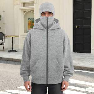 Sweat à capuche zippé pour homme, 100% coton, veste en polaire chaude avec masque brodé, streetwear décontracté, logo personnalisé OEM - Product Image 3