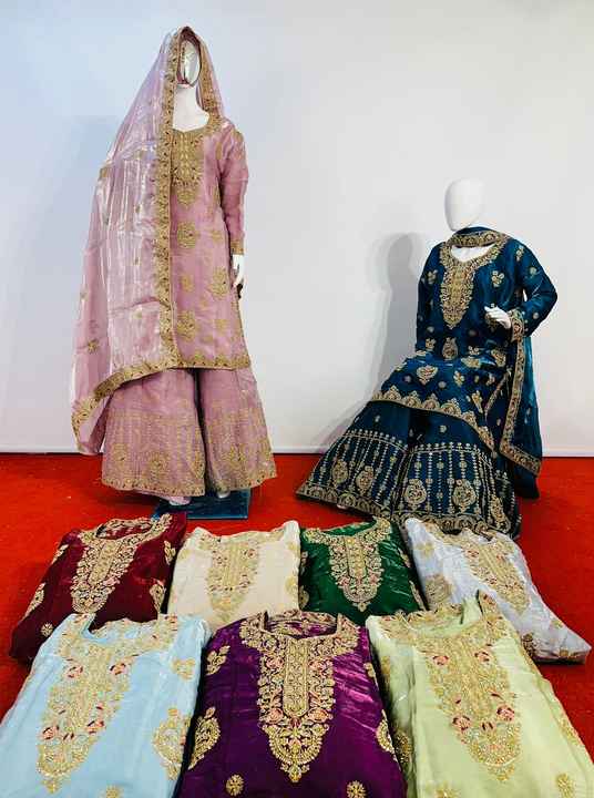 Jimy Chu Exclusive New Design Casual Dresses Full Heavy Ken Ken Plazo Diamonds Jarkan Stones Dupatta 7 Designs 9 Colors