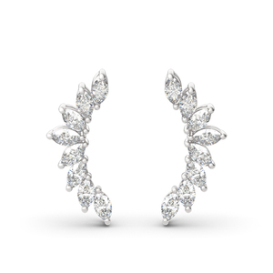 Boucles d'oreilles Jeulia en argent sterling, coupe marquise, motif feuille, pour mariage - Product Image 1