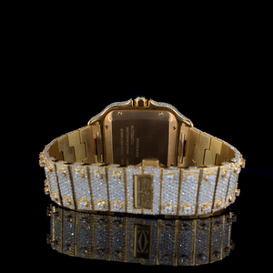 Montre pour homme en acier inoxydable plaqué or jaune, entièrement sertie de diamants en moissanite, quartz, mode, affaires, sport, pour cadeau d'anniversaire - Product Image 5