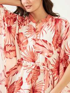 Vestidos bonitos de talla grande para mujer, vestido con lazo Floral de algodón y cuello de pico, vestidos de media manga corta Maxi de Color liso, trajes de mujer para mujer - Product Image 4