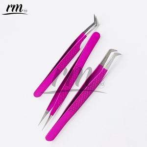 RMI Sprint pince à cils acier inoxydable meilleure qualité argent pointe polonaise et violet poudre enduit couleur pcs ensemble pince à cils - Product Image 4