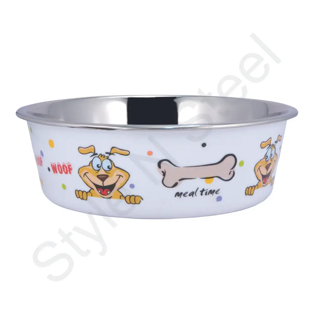 White Sneaky Dog Fusion Bowl Multi Impresso Aço Inoxidável pet tigelas e alimentadores Antiderrapante pet food tigelas para gatos e cães