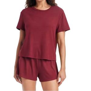 Vente en gros 100% coton Ensemble short deux pièces pour femmes Respirant et doux Ensembles courts pour femmes d'été - Product Image 1